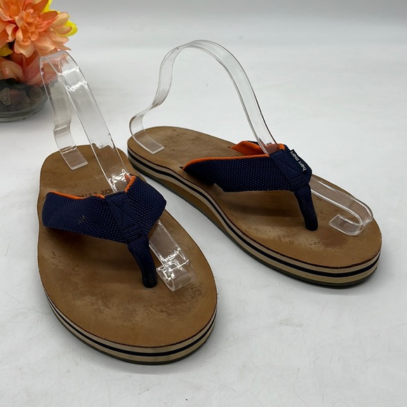 HARI Shoes Hari Mari Navy Flip Flop Sandals With Leather Footbed